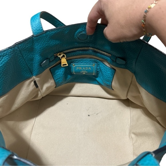 EUC - Prada Vitello Daino Tote Bag - turquoise - Picture 11 of 13